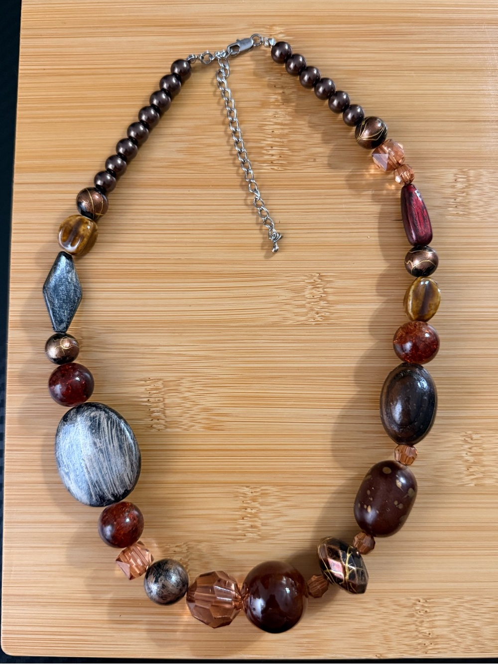 Vintage chunky, mixed-media beaded statement necklace